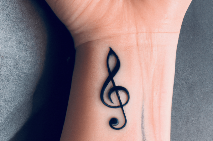Tatuaż klucz wiolinowy na nadgarstku – symbol, znaczenie wzory