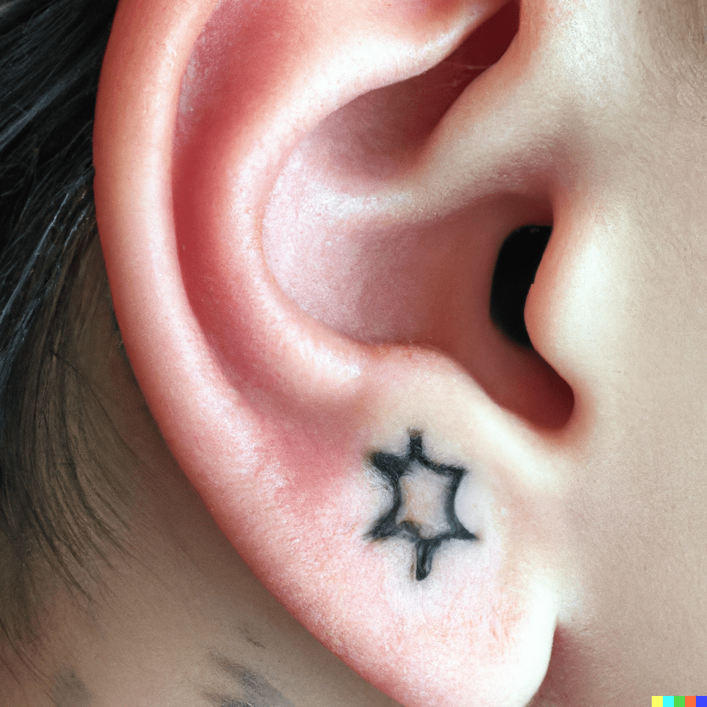 tatuaż gwiazdki na ucho